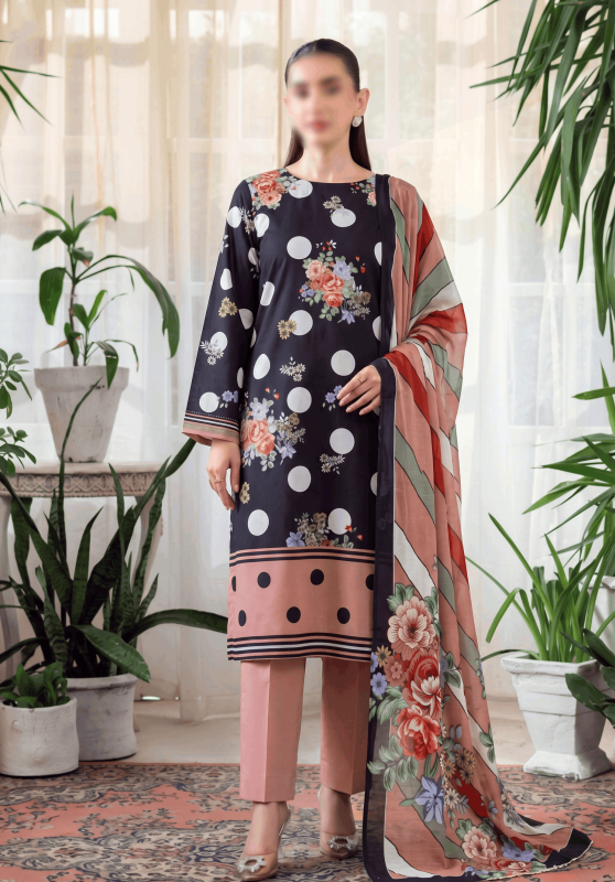 FANTAK FLORAL DOTS VOL 183 DIGITAL PRINT PREMIUM LAWN 3PCS UNSTITCHED SUIT