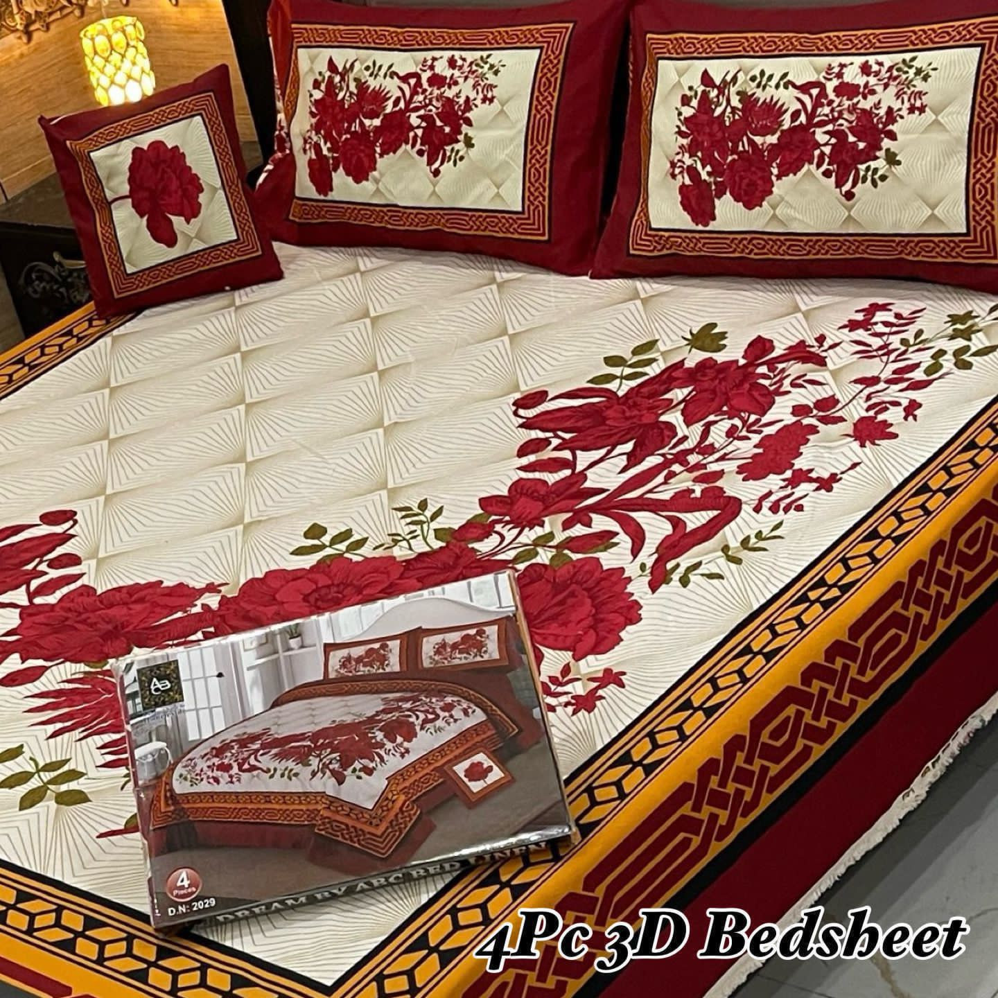 3D Panel Bedsheet Set (4PC) – King Size