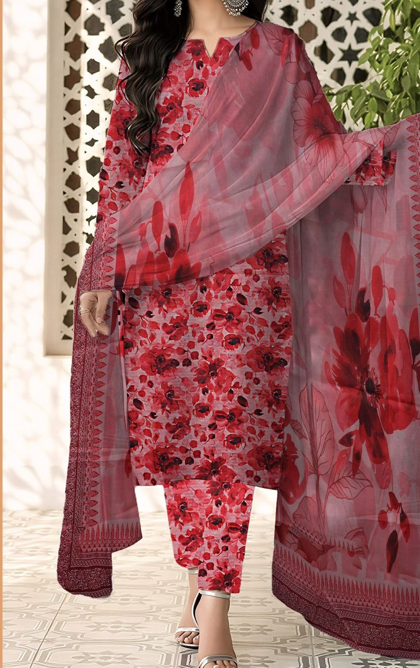 Sapphire | RPL Digital Lawn Bana Dora 3Pcs Suit – Printed Shirt with Voil Dupatta