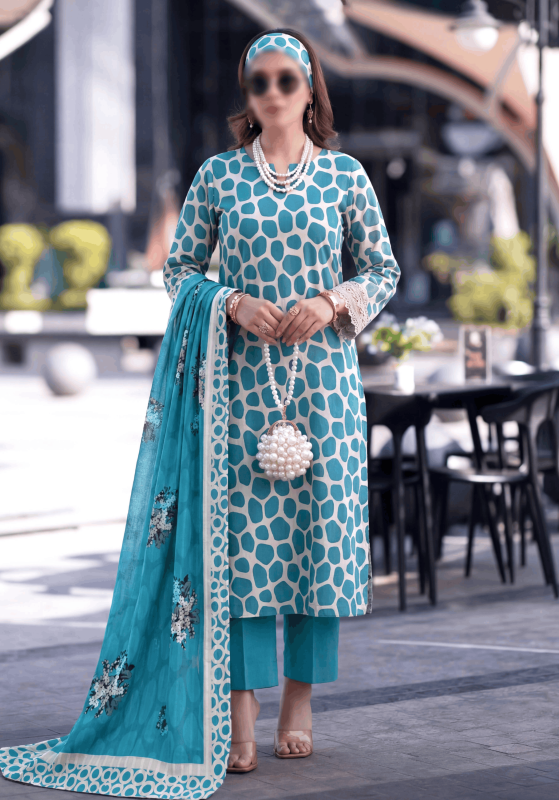 FANTAK Sapphire Vol 310 Digital Print Slub Lawn Unstitched 3Pcs Suit