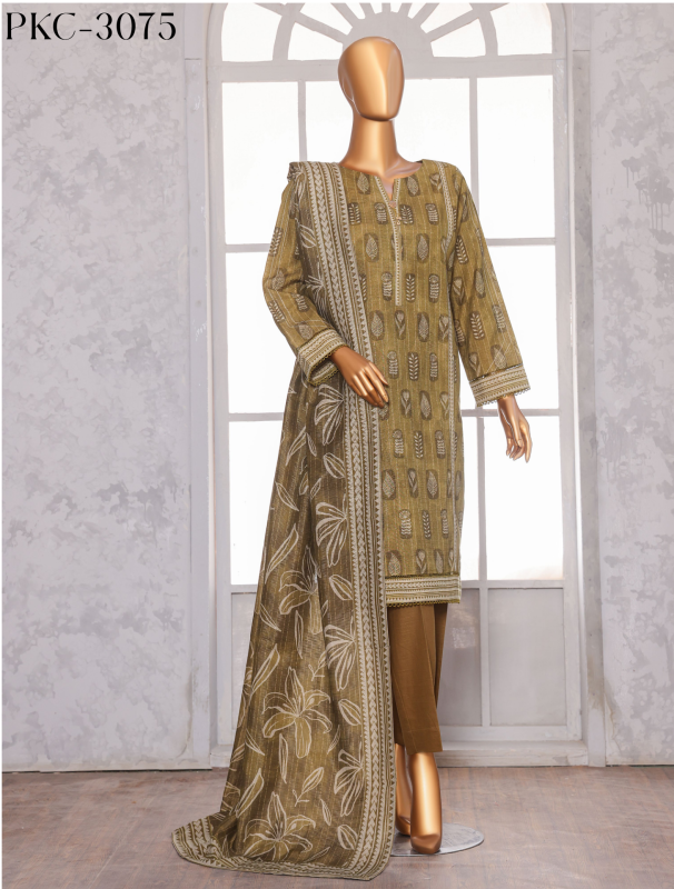 HZ 3PC Unstitched Premium Khaddar Suit with Chimki Digital Print