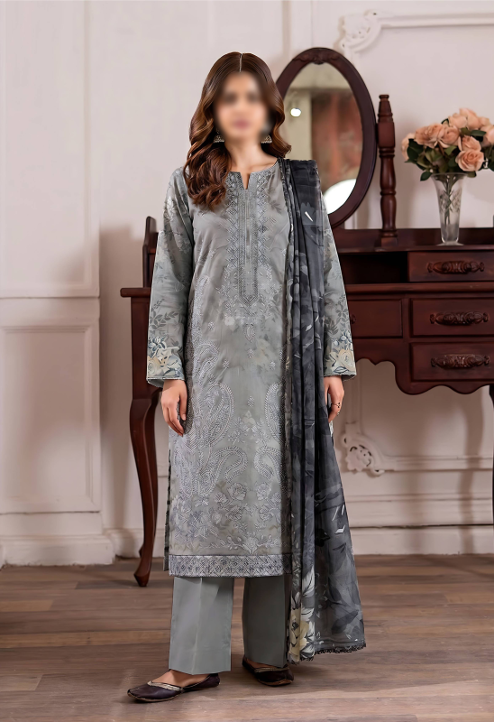 FANTAK RUBY Vol.308 Digital Print Premium Lawn Embroidered 3Pcs Unstitched Suit