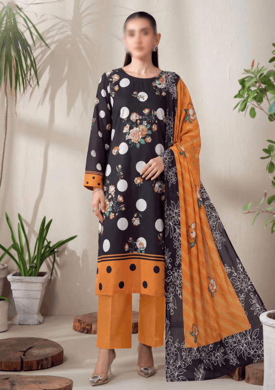 FANTAK FLORAL DOTS VOL 183 DIGITAL PRINT PREMIUM LAWN 3PCS UNSTITCHED SUIT