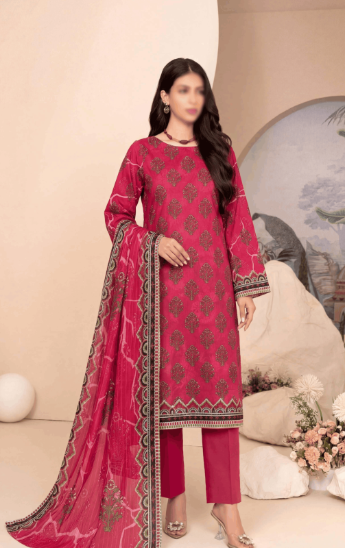FANTAK Glow Vol 301 Digital Print Premium Lawn unstitched 3Pcs Suit