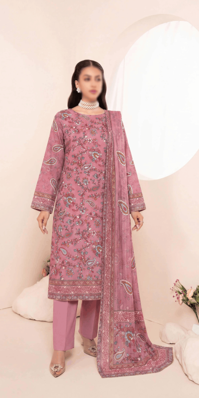 FANTAK Glow Vol 301 Digital Print Premium Lawn unstitched 3Pcs Suit