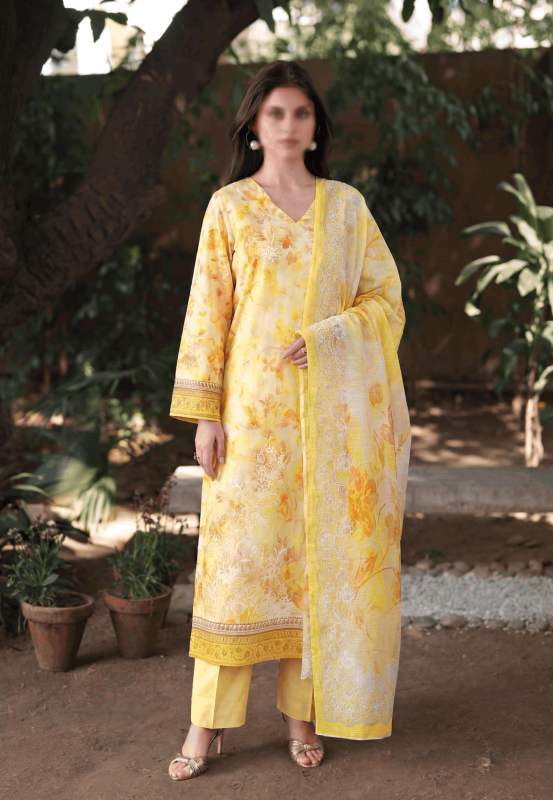 FANTAK ANDAAZ Vol 169 Digital Print Fancy Slub Lawn Embroidered unstitched 3PC suit