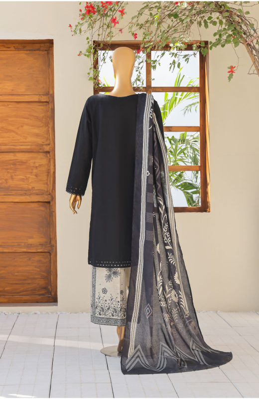 HZ 3PC Unstitched Khaddar Embroidered Chikankari Suit with Luxurious Pashmina Shawl