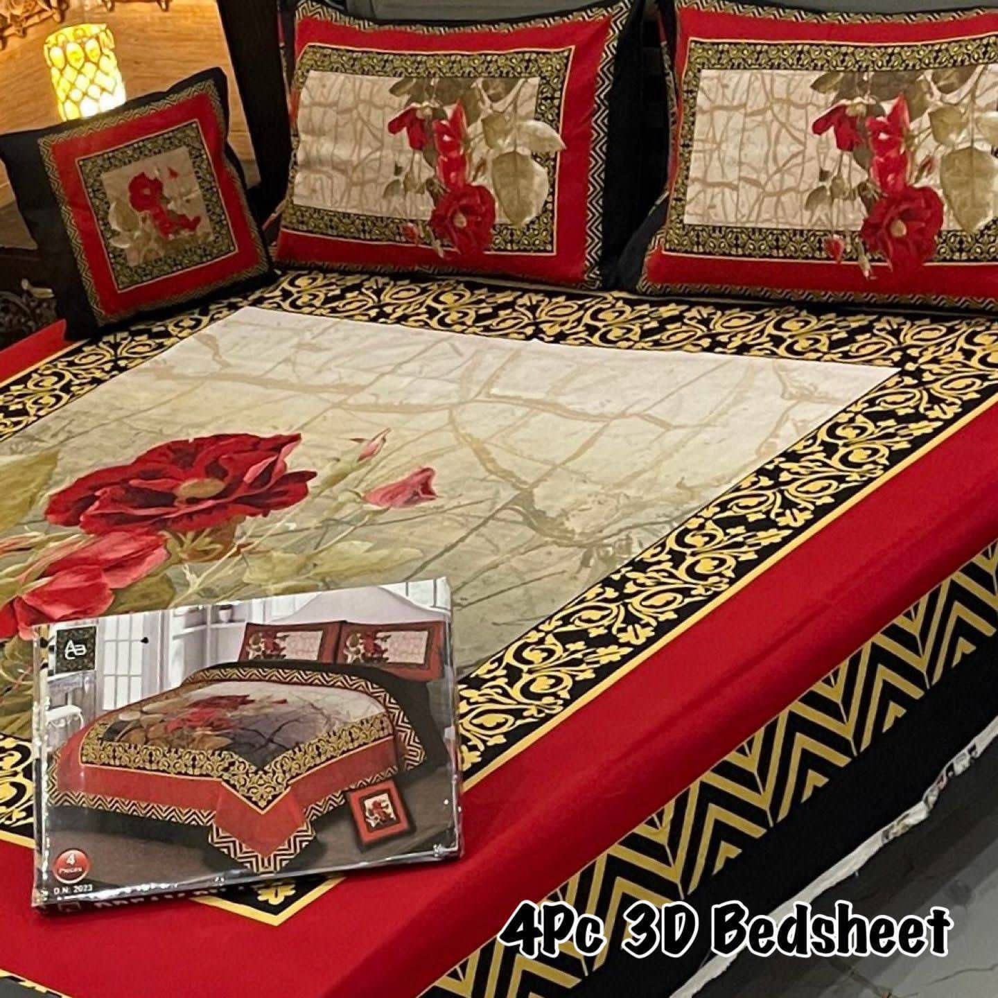 3D Panel Bedsheet Set (4PC) – King Size