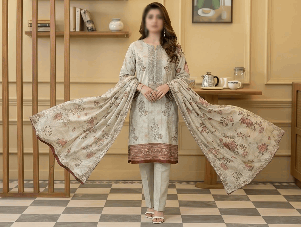Fantak KASERIYA Vol 167 Digital Print Slub Lawn Embroidered 3PC Suit