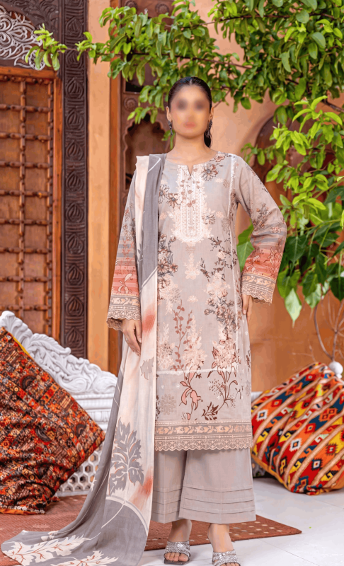 FANTAK FLOSSY FINCH Vol.161 Digital Print Fancy Slub Lawn Embroidered Unstitched 3Pcs Suit