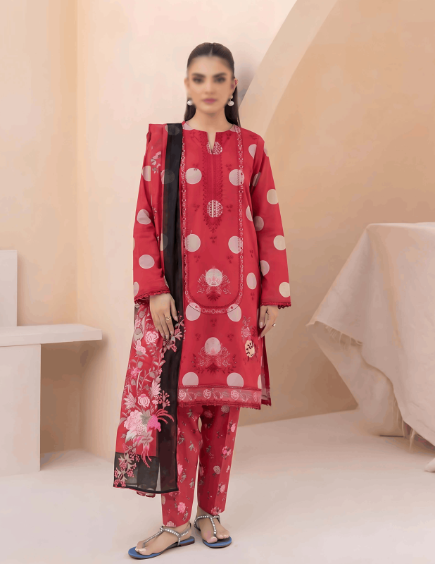 FANTAK TAHANI Vol 179 Digital Print Slub Lawn Embroidered 3Pcs Unstitched Suit