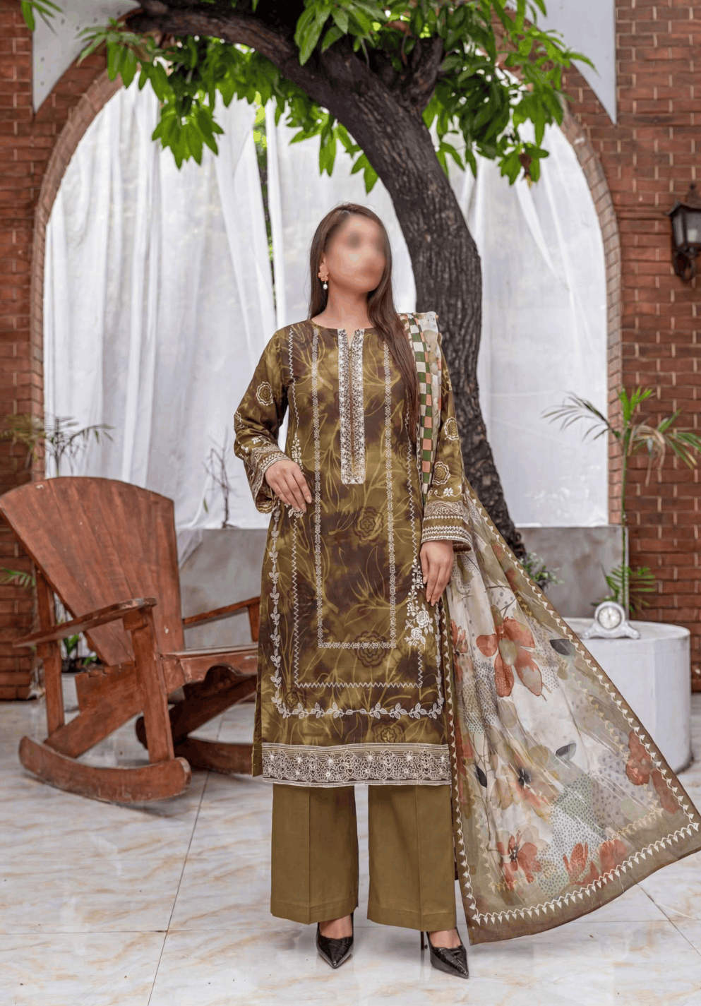 FANTAK RANG RASIA Vol 165 Digital Print Slub Lawn Embroidered 3PC Suit With Fancy Voile Print Dupatta