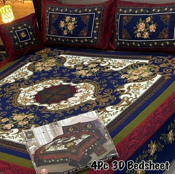 3D Panel Bedsheet Set (4PC) – King Size