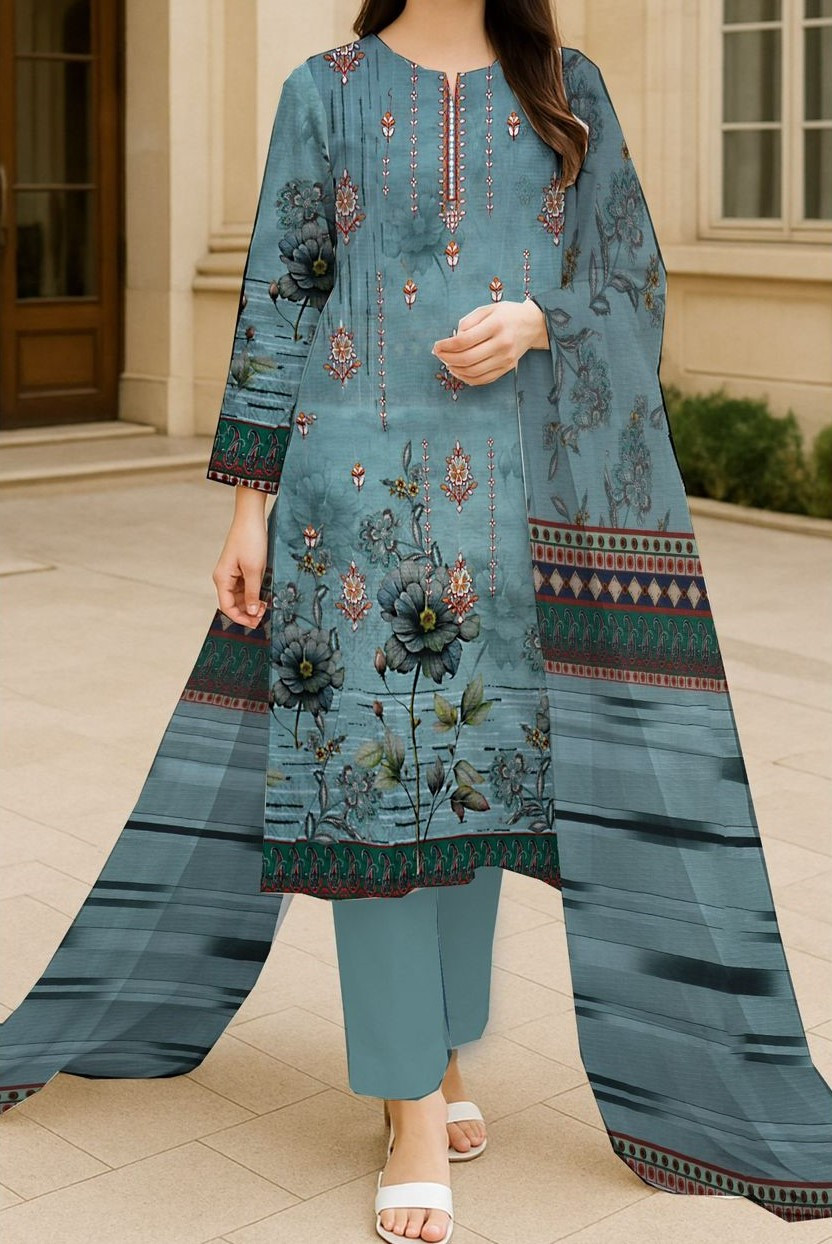 Bareeze | RPL Digital Lawn Bana Dora 3Pcs Suit – Embroidered Double Head Shirt