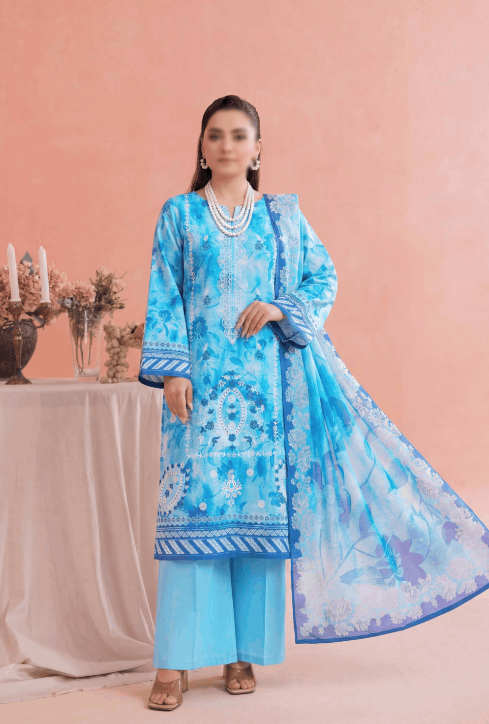 FANTAK DASTAK Vol .170 Digital Print Slub Lawn Embroidered Unstitched 3PC Suit