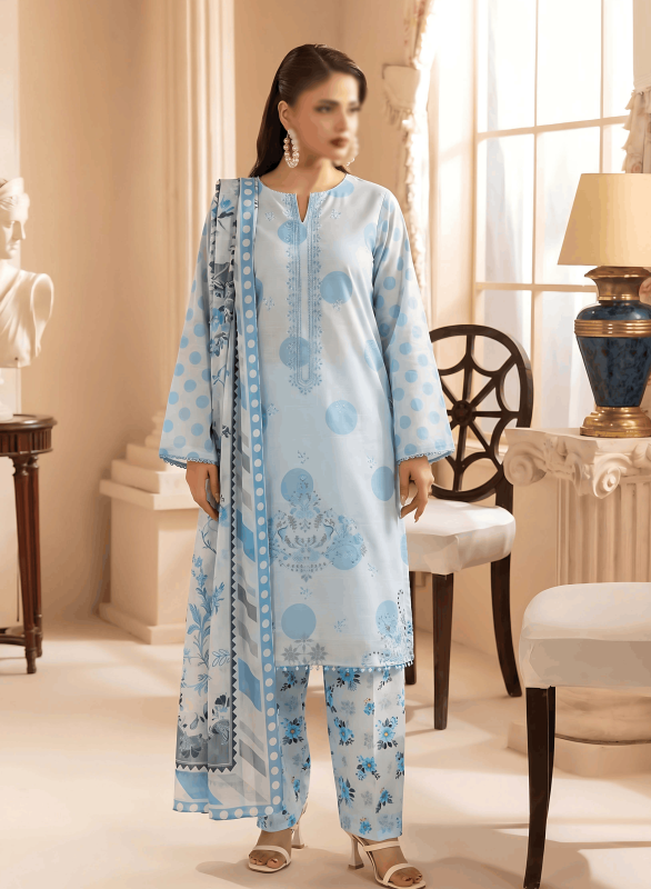 FANTAK TAHANI Vol 179 Digital Print Slub Lawn Embroidered 3Pcs Unstitched Suit