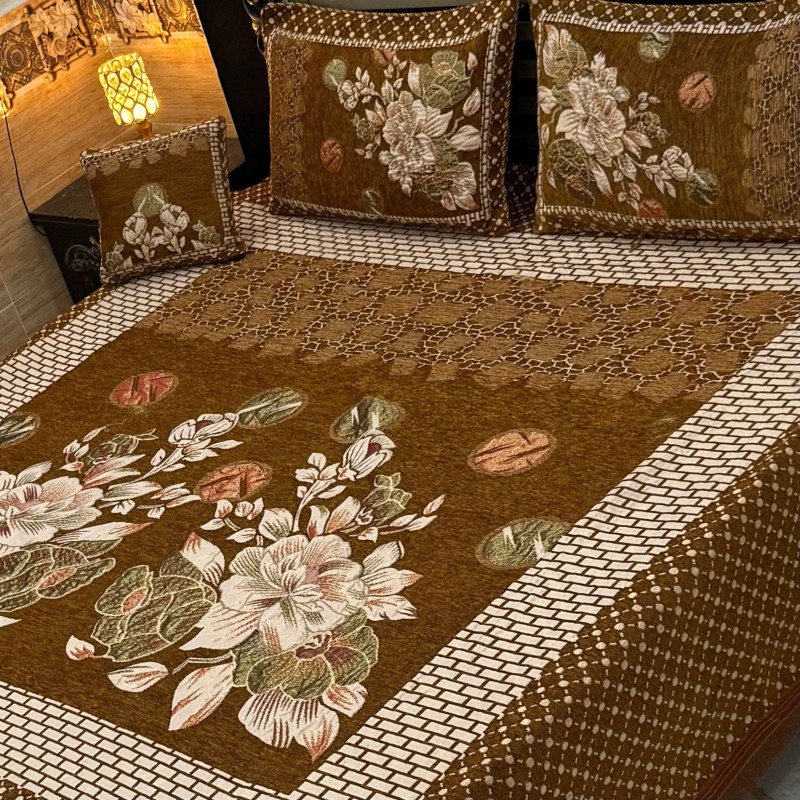 Velvet Jacquard Bedsheet Set (4PC) – King Size