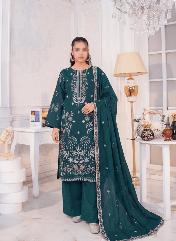 FANTAK REET VOL 227 LUXURY SLUB LAWN EMBROIDERED UNSTITCHED 3PCS SUIT