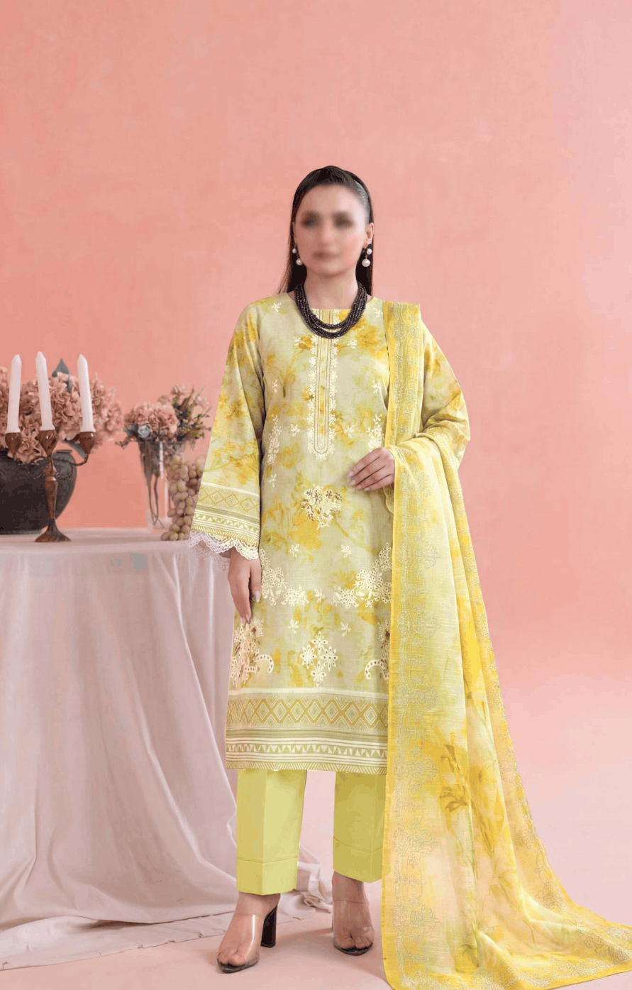 FANTAK DASTAK Vol .170 Digital Print Slub Lawn Embroidered Unstitched 3PC Suit