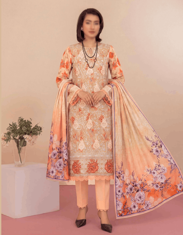 FANTAK AFSANAY Vol .143 Digital Print Premium Lawn Embroidered Unstitched 3PC Suit