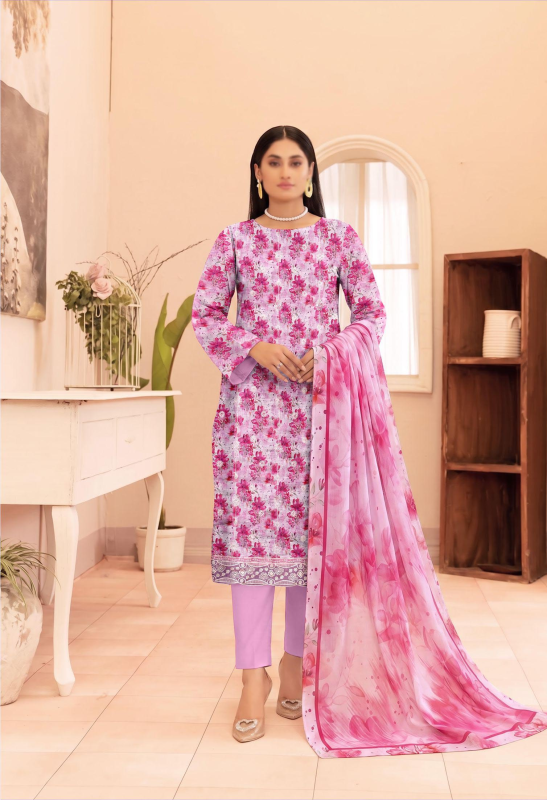 FANTAK RAYA Vol 177 Digital Print Slub Lawn Embroidered Unstitched 3 Pcs Suit