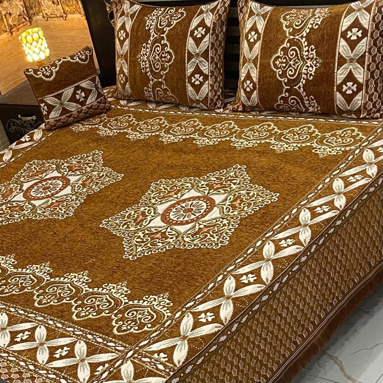 Velvet Jacquard Bedsheet Set (4PC) – King Size