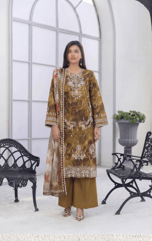 FANTAK CRAFT Vol 166 Digital Print Slub Lawn Embroidered 3PC Suit