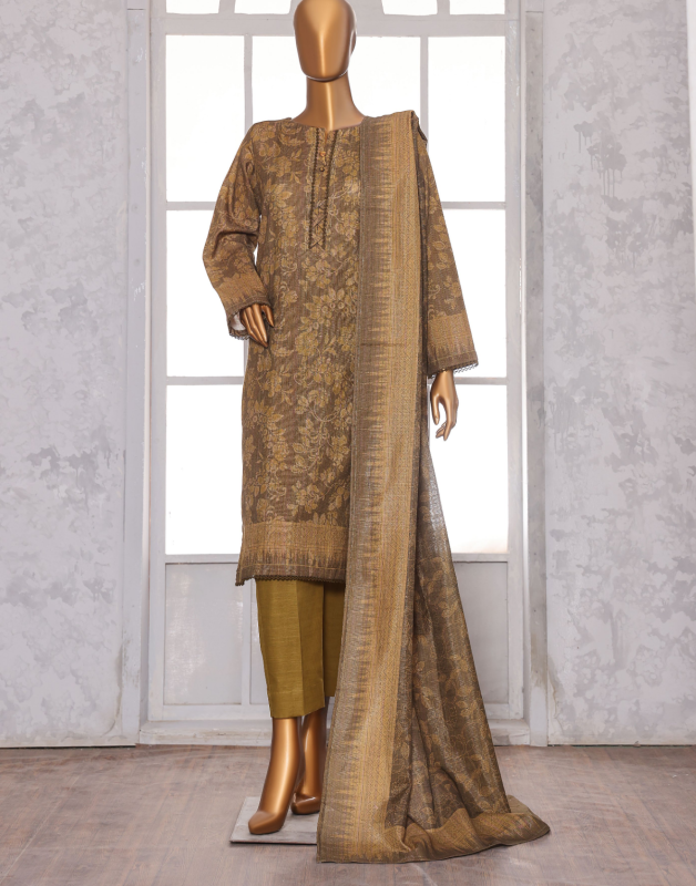 HZ 3PC Unstitched Premium Khaddar Suit with Chimki Digital Print