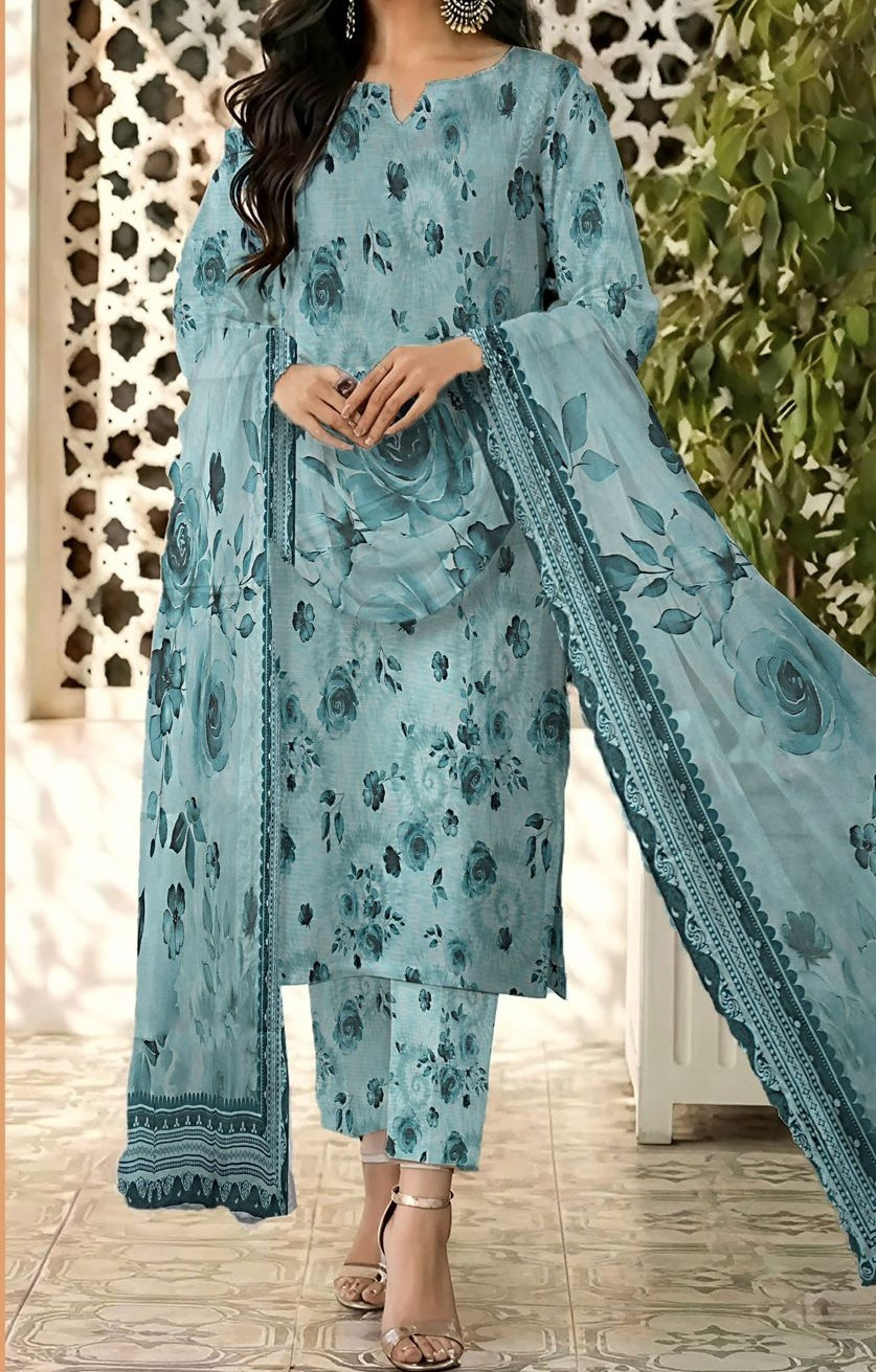Sapphire | RPL Digital Lawn Bana Dora 3Pcs Suit – Printed Shirt with Voil Dupatta