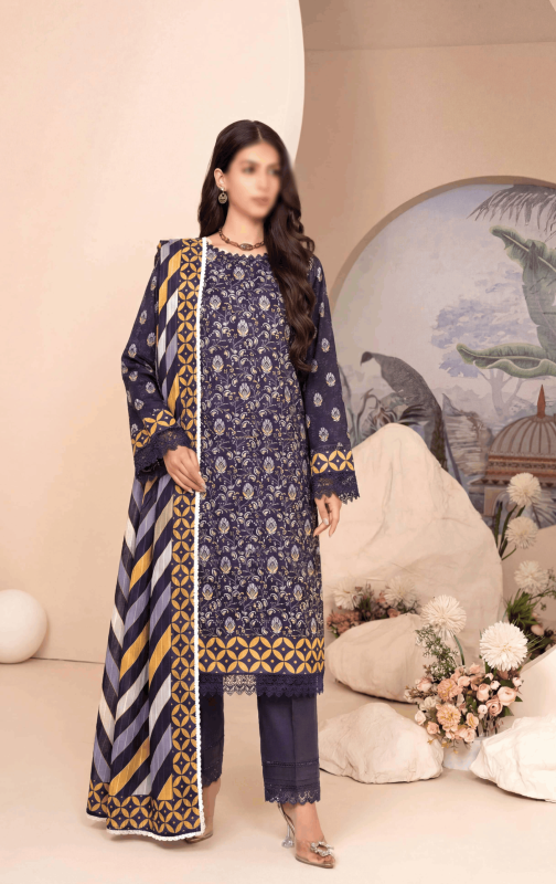 FANTAK Glow Vol 301 Digital Print Premium Lawn unstitched 3Pcs Suit