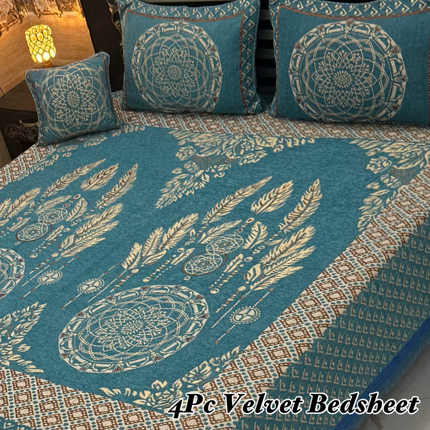 Velvet Jacquard Bedsheet Set (4PC) – King Size