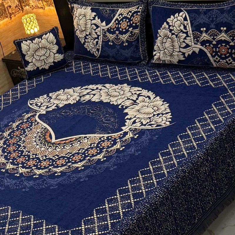 Velvet Jacquard Bedsheet Set (4PC) – King Size