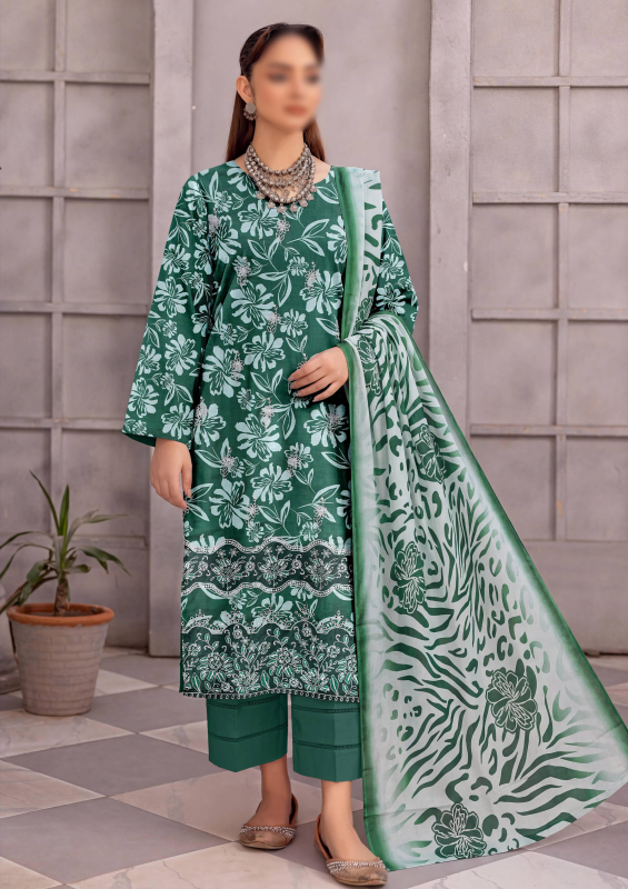 FANTAK ZYNC Vol 138 Digital Print Slub Lawn Embroidered 3Pcs Unstitched Suit