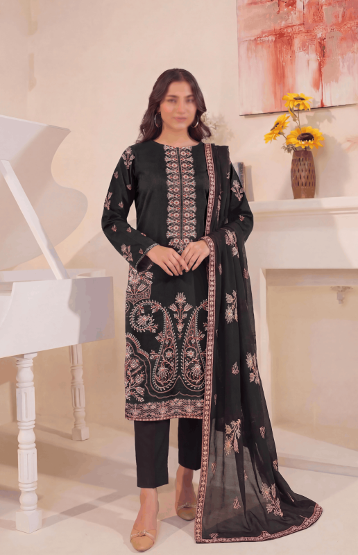 FANTAK LAAJ VOL 225 LUXURY SLUB LAWN EMBROIDED UNSTITCHED 3PCS SUIT