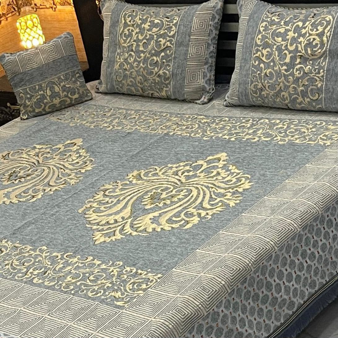 Velvet Jacquard Bedsheet Set (4PC) – King Size