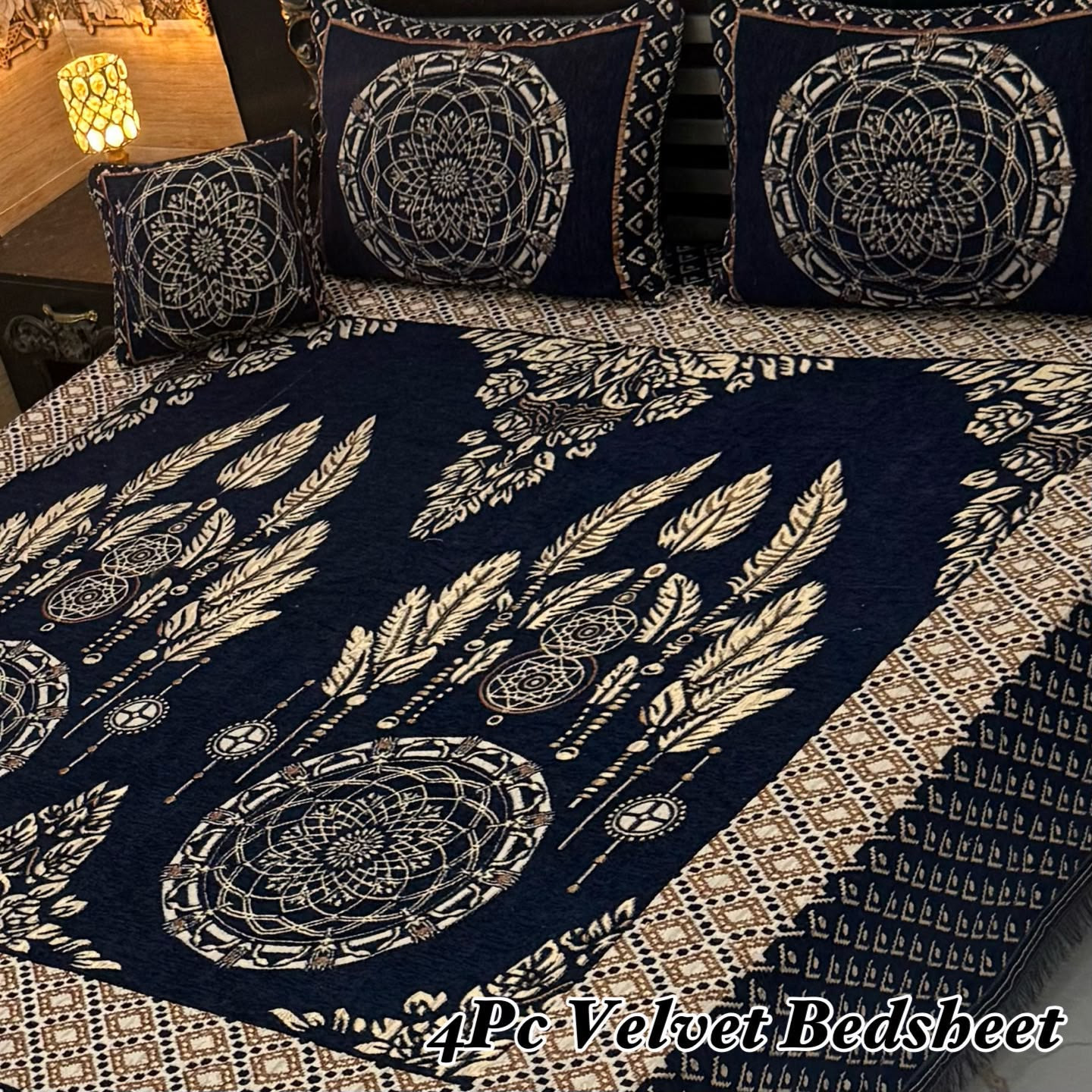 Velvet Jacquard Bedsheet Set (4PC) – King Size