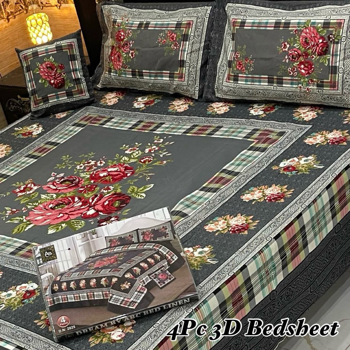 3D Panel Bedsheet Set (4PC) – King Size