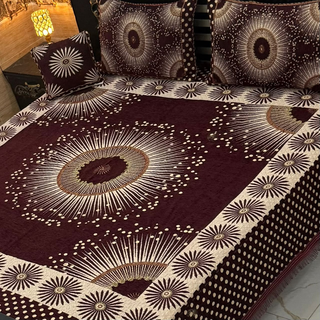 Velvet Jacquard Bedsheet Set (4PC) – King Size