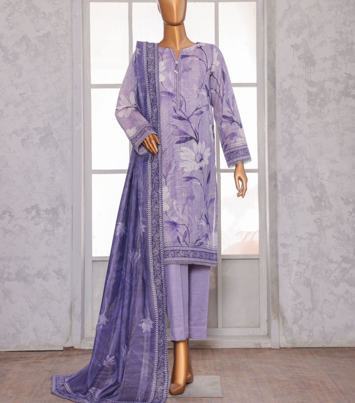 HZ 3PC Unstitched Premium Khaddar Suit with Chimki Digital Print