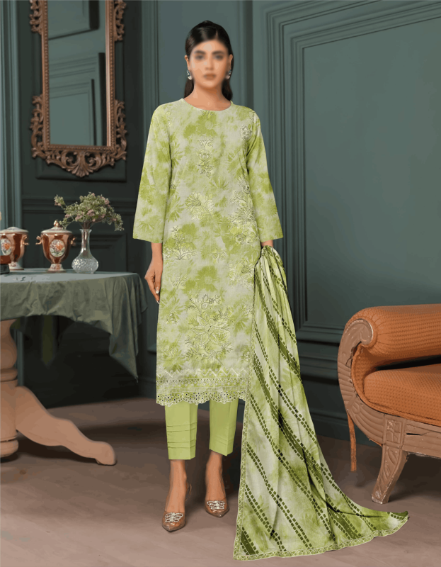 FANTAK PARISHAY Vol 136 Digital Print Slub Lawn Embroidered Unstitched 3 Pcs Suit
