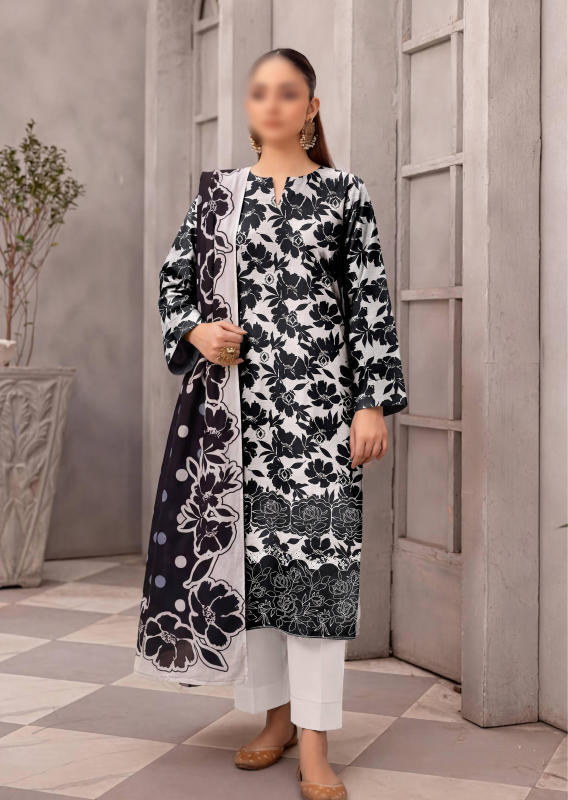 FANTAK ZYNC Vol 138 Digital Print Slub Lawn Embroidered 3Pcs Unstitched Suit