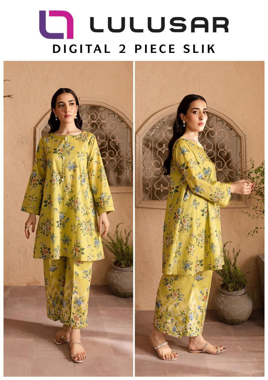 2Pc Unstitched Printed Silk Suit | Lulusar