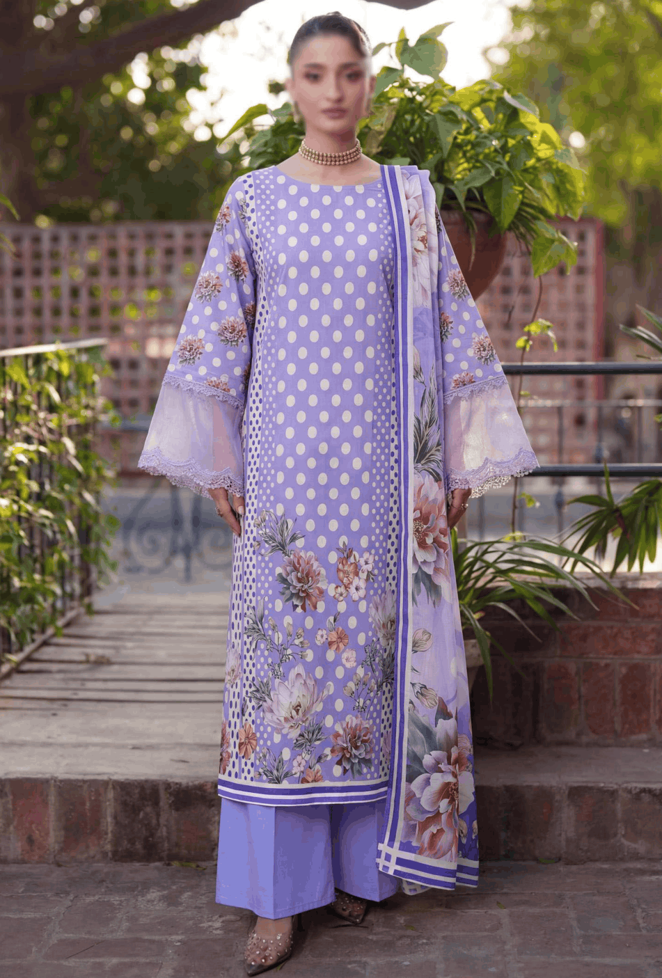 FANTAK Polka Pearl Vol 220 Digital Print Premium Lawn Unstitched 3Pcs Suit