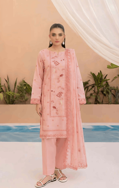 FANTAK OLIVE VOL 226 LUXURY SLUB LAWN EMBROIDERED UNSTITCHED 3 PCS SUIT